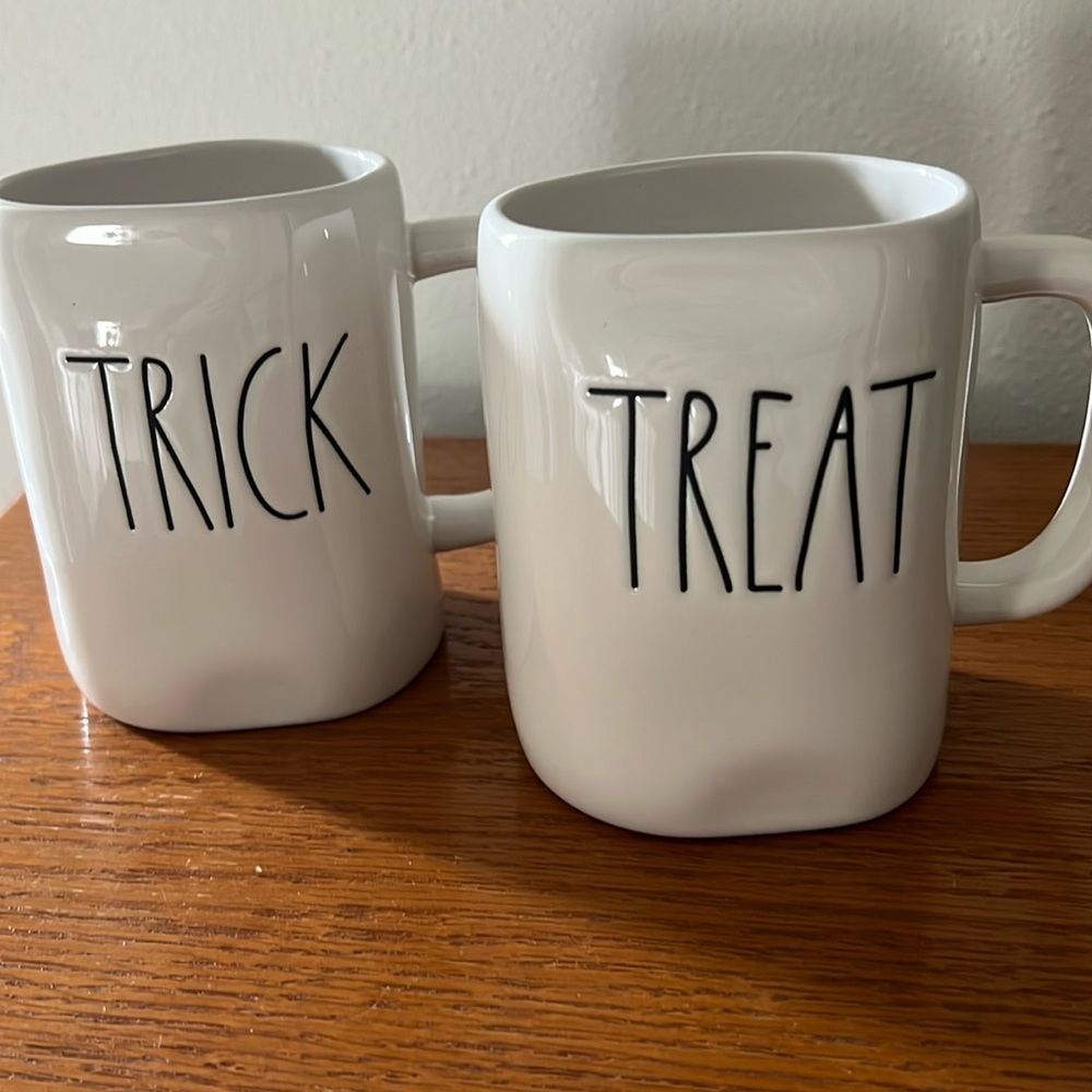 Rae Dunn by Magenta TRICK/TREAT Ceramic Coffee Mugs